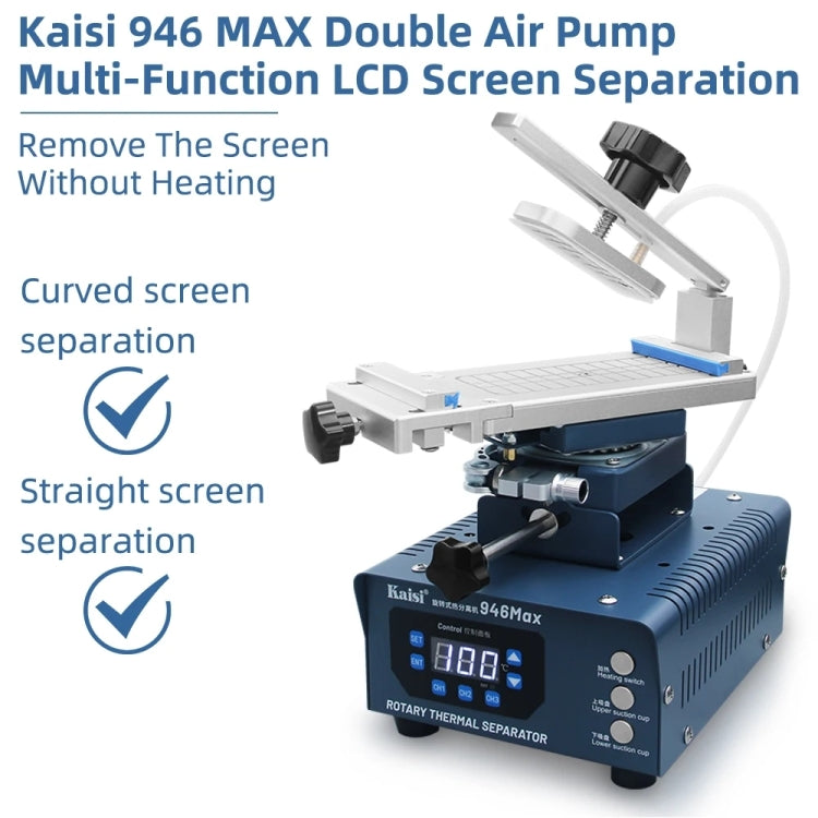 Kaisi 946 Max Dual Vacuum Pump LCD Separator Rotary Thermal Machine, US Plug, EU Plug, UK Plug