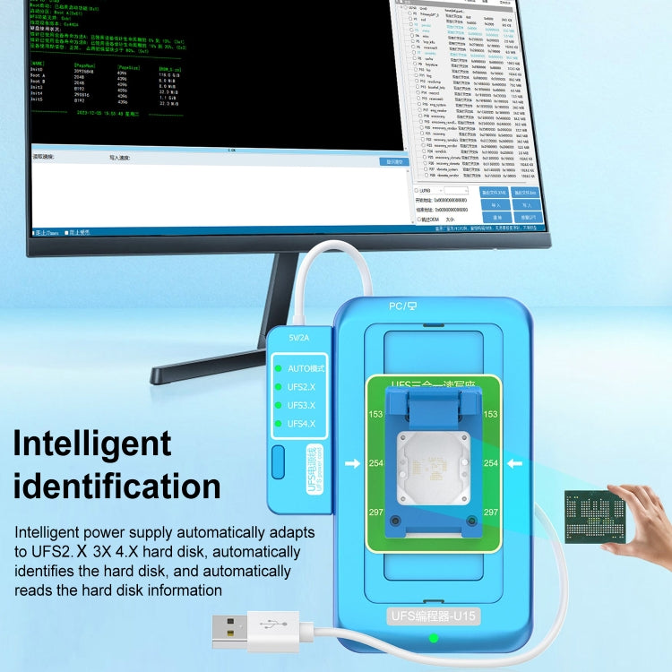 JCID UFS Programmer-U15 Box for UFS Nand Flash Read and Write Expansion Adaptation and Repair, U15