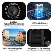 D7 1080P Telecamera con illuminazione montata sulla testa Telecamera con illuminazione per registrazione video con sensore di movimento a LED, D7