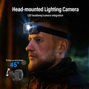 D8 1080P Telecamera con illuminazione per registrazione video con sensore di movimento a LED montata sulla testa, D8