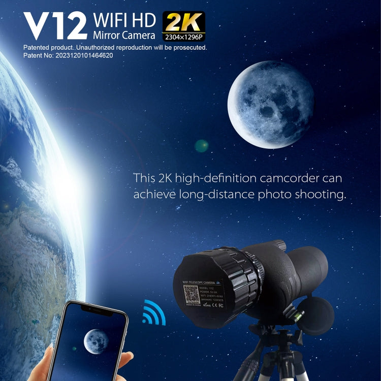 Fotocamera a specchio portatile per esterni con oculare per telescopio HD V12 2K WiFi, V12