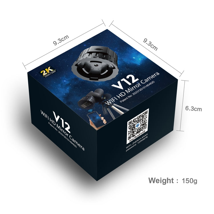 Fotocamera a specchio portatile per esterni con oculare per telescopio HD V12 2K WiFi, V12