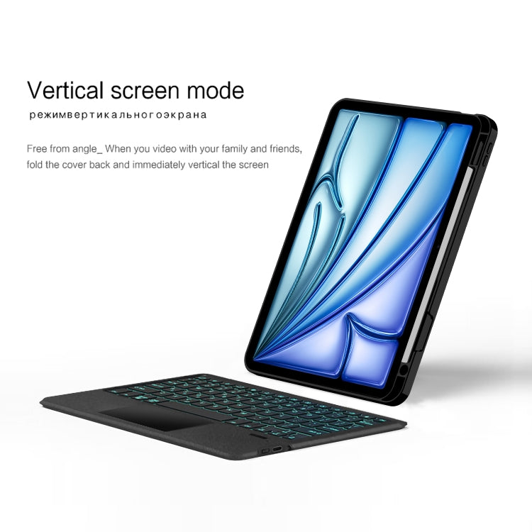 Custodia per tablet in pelle con tastiera Bluetooth staccabile intelligente con retroilluminazione/slot per penna, For iPad Pro 13 2024, For iPad Air 13 2024, For iPad Air 11 2024, For iPad Pro 11 2024, For iPad 10.9 2022, For iPad 10.2 2021           ...