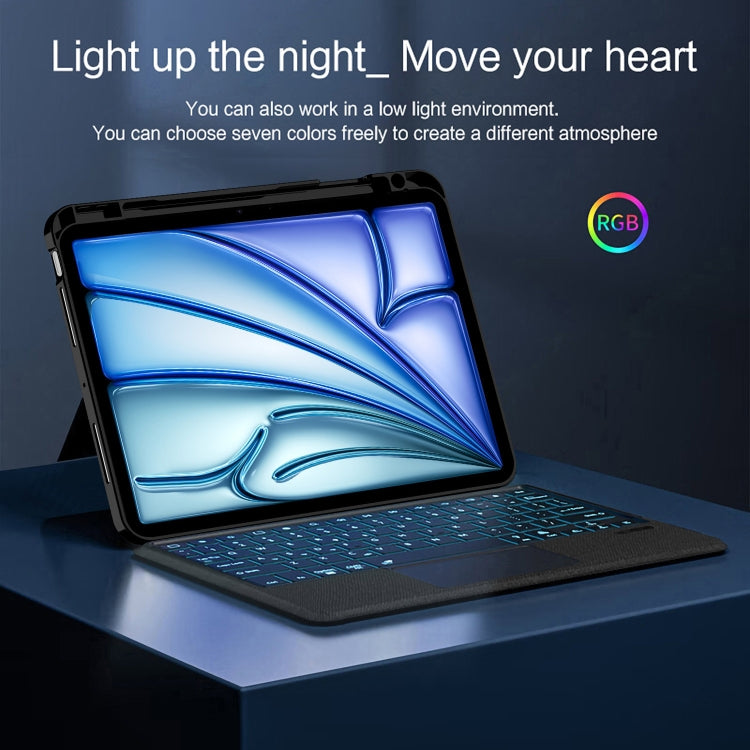 Custodia per tablet in pelle con tastiera Bluetooth staccabile intelligente con retroilluminazione/slot per penna, For iPad Pro 13 2024, For iPad Air 13 2024, For iPad Air 11 2024, For iPad Pro 11 2024, For iPad 10.9 2022, For iPad 10.2 2021           ...