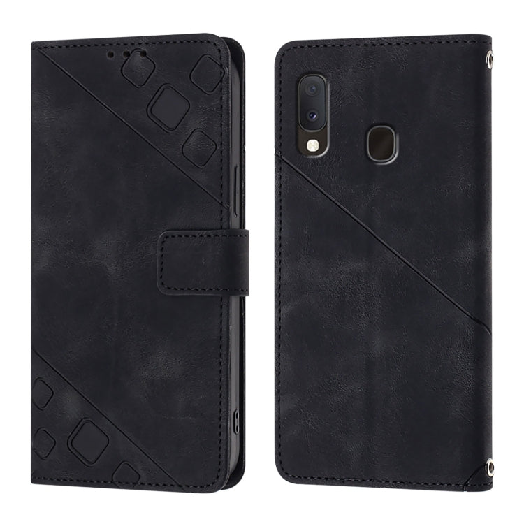 Custodia in pelle goffrata con portafoglio per Samsung Galaxy A10e e A20e