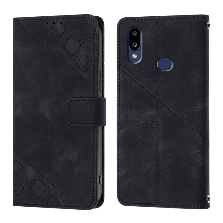 Custodia in pelle goffrata con portafoglio per Samsung Galaxy A10s e M01s