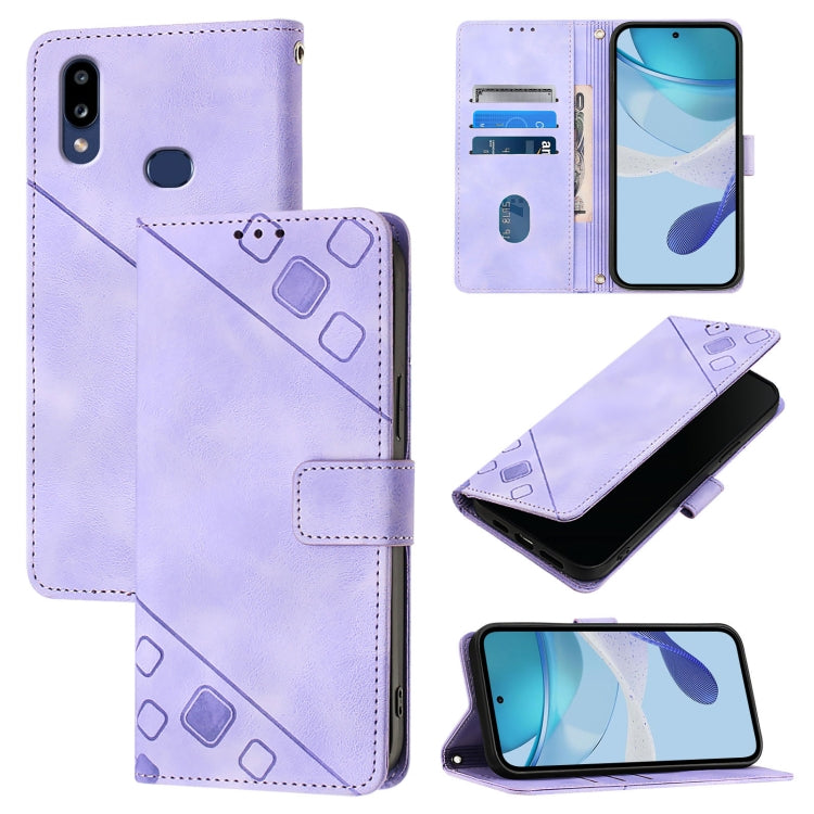 Custodia in pelle goffrata con portafoglio per Samsung Galaxy A10s e M01s