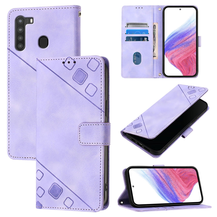 Custodia per telefono in pelle goffrata Skin Feel, For Samsung Galaxy A21 EU, For Samsung Galaxy A01 EU, For Samsung Galaxy A91 / M80s / S10 Lite, For Samsung Galaxy A81 / Note10 Lite