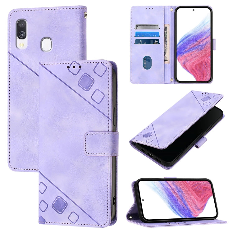 Custodia in pelle goffrata con portafoglio per Samsung Galaxy A10e e A20e