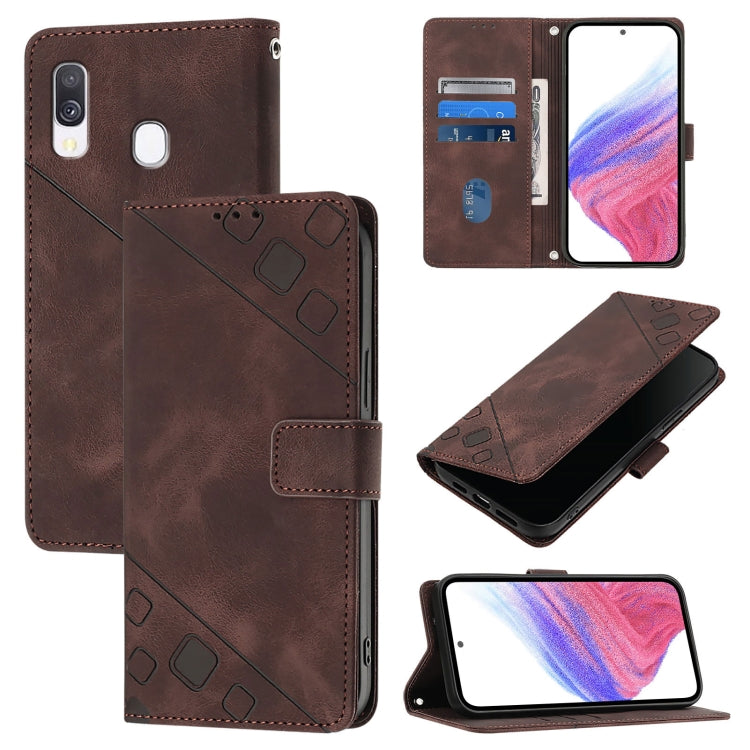 Custodia in pelle goffrata con portafoglio per Samsung Galaxy A10e e A20e