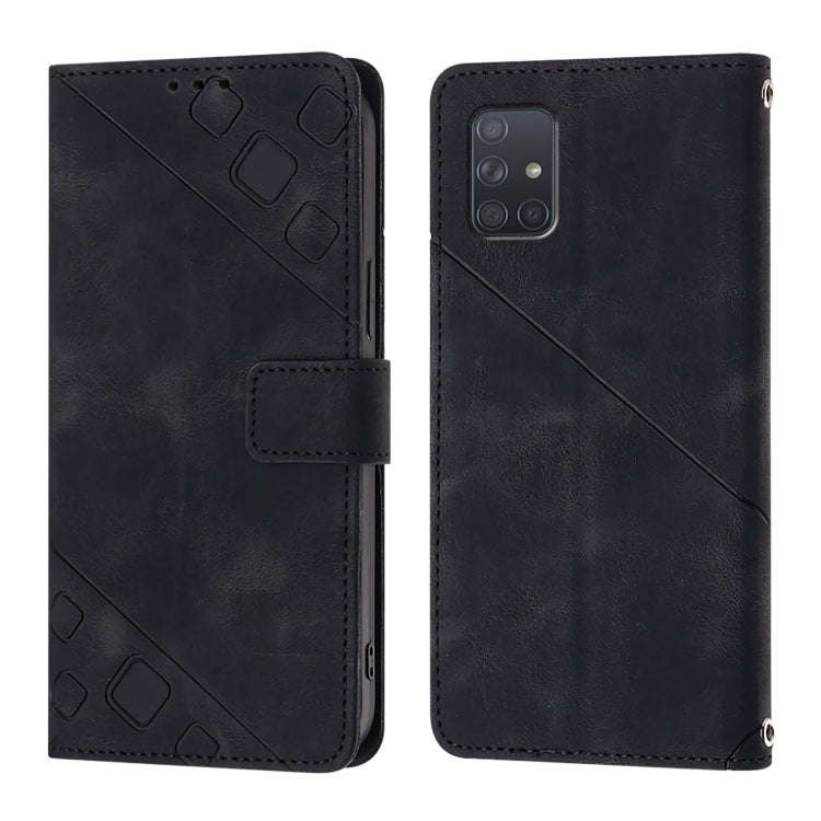 Custodia in pelle goffrata con portafoglio per Samsung Galaxy A71