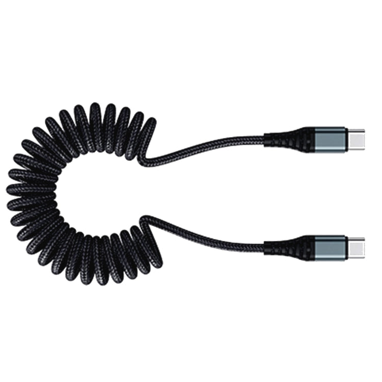 Cavo dati di ricarica rapida con spirale a molla ROCK RCB0877 PD da 60 W da USB-C/Type-C a USB-C/Type-C, lunghezza: 1,5 m