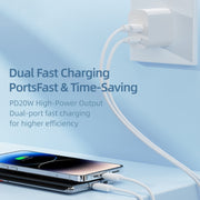 Adattatore caricabatterie ROCK T43 PD 20W doppia porta USB-A+USB-C / Type-C, EU Plug