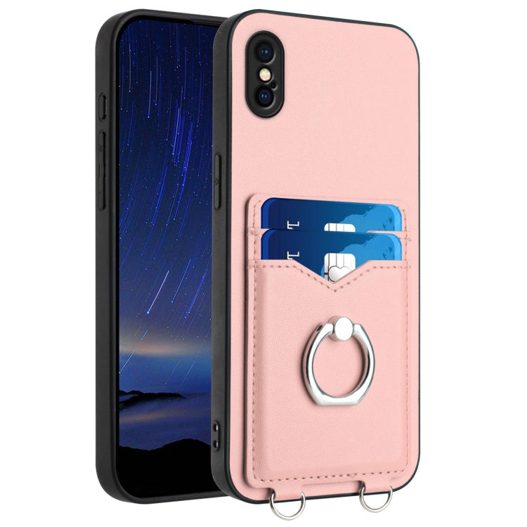 Custodia per cellulare con porta carte ad anello R20, For iPhone XS / X, For iPhone XR, For iPhone XS Max, For iPhone 8 Plus / 7 Plus