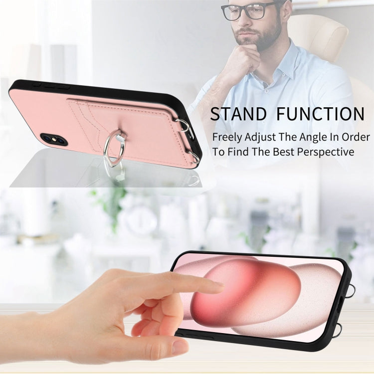 Custodia per cellulare con porta carte ad anello R20, For iPhone XS / X, For iPhone XR, For iPhone XS Max, For iPhone 8 Plus / 7 Plus