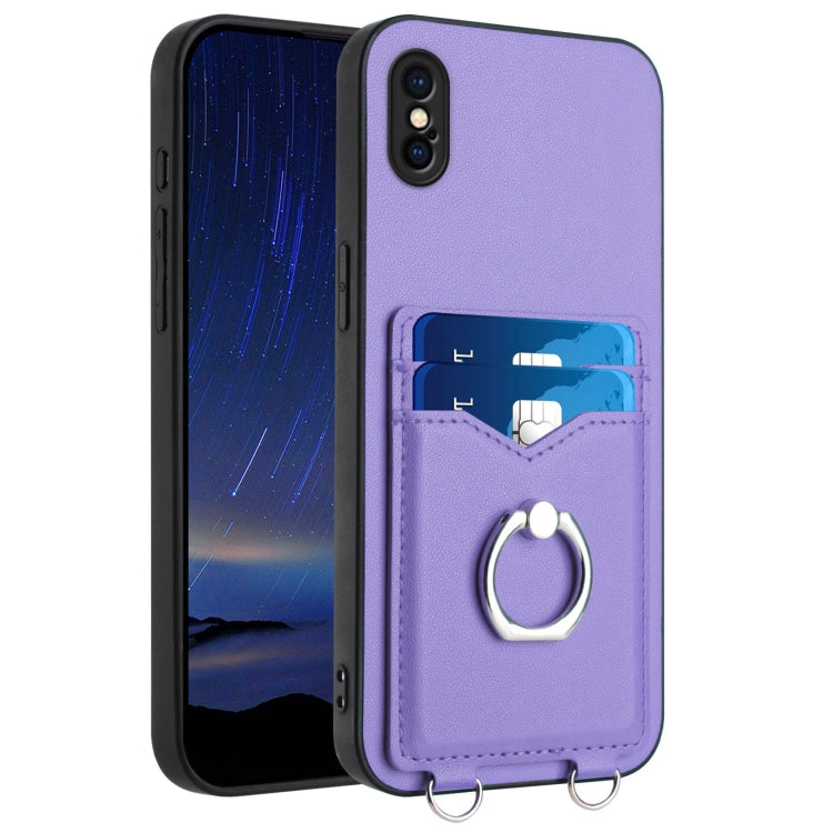 Custodia per cellulare con porta carte ad anello R20, For iPhone XS / X, For iPhone XR, For iPhone XS Max, For iPhone 8 Plus / 7 Plus