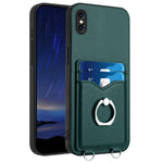 Custodia per cellulare con porta carte ad anello R20, For iPhone XS / X, For iPhone XR, For iPhone XS Max, For iPhone 8 Plus / 7 Plus