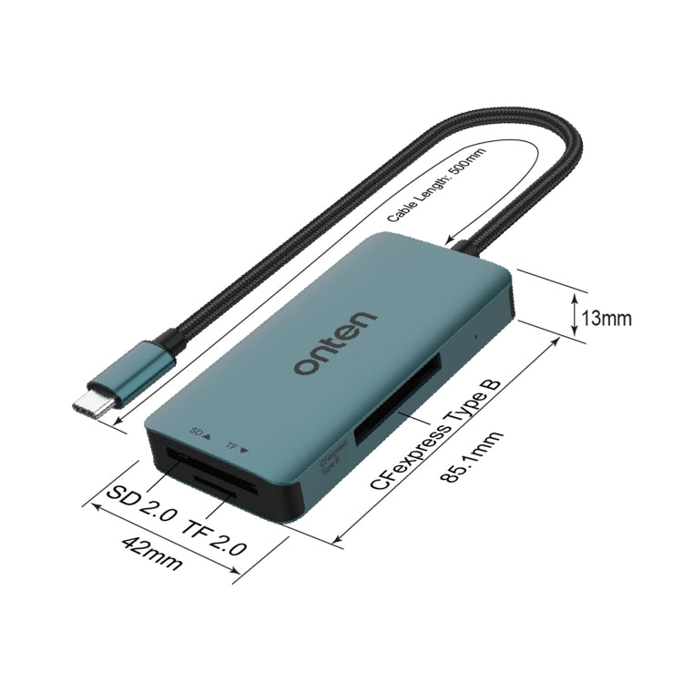 Onten C11 Lettore schede 3 in 1 USB-C CF, SD, TF