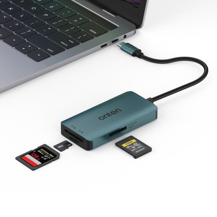 Lettore di schede Onten C12 3 in 1 da USB-C / Type-C a CFepress Type-A e SD e TF, C12