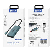 Lettore di schede Onten C12 3 in 1 da USB-C / Type-C a CFepress Type-A e SD e TF, C12
