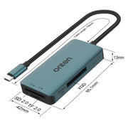 Onten C13 Lettore di schede 3 in 1 da USB-C/Tipo-C a XQD e SD e TF, C13