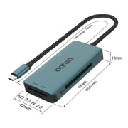 Onten C15 Lettore di schede 3 in 1 da USB-C/Tipo-C a CFast 2.0 e SD e TF, C15