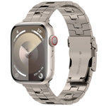 Cinturino per orologio in lega di titanio con fibbia di sicurezza Rice Ears, For Apple Watch SE 2023 44mm, For Apple Watch Ultra 2 49mm, For Apple Watch Series 9 45mm, For Apple Watch Ultra 49mm, For Apple Watch Series 8 45mm, For Apple Watch SE 2022 4...
