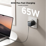 Caricabatterie GaN 65W 2 porte con cavo retrattile