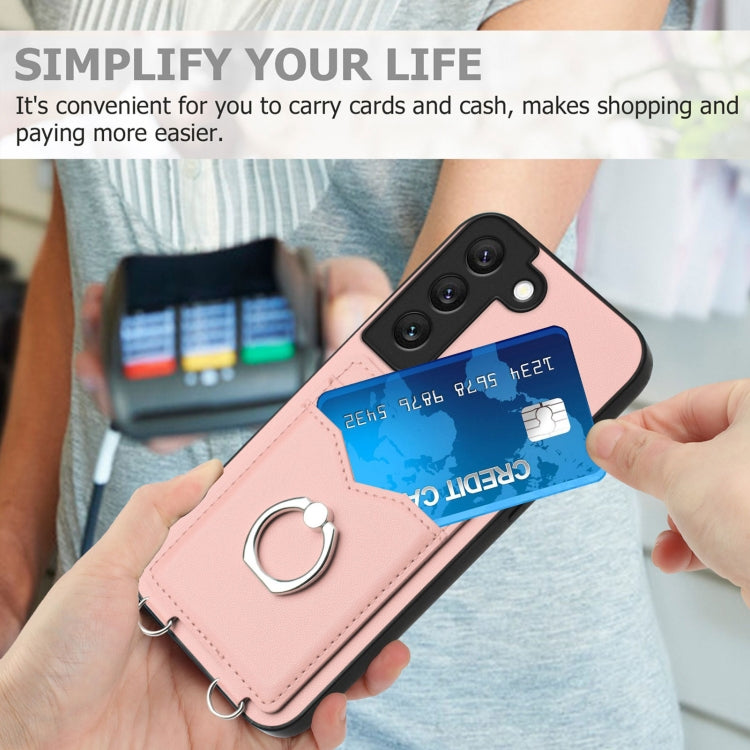 Custodia cellulare con porta carte e anello per Samsung Galaxy S21 FE 5G