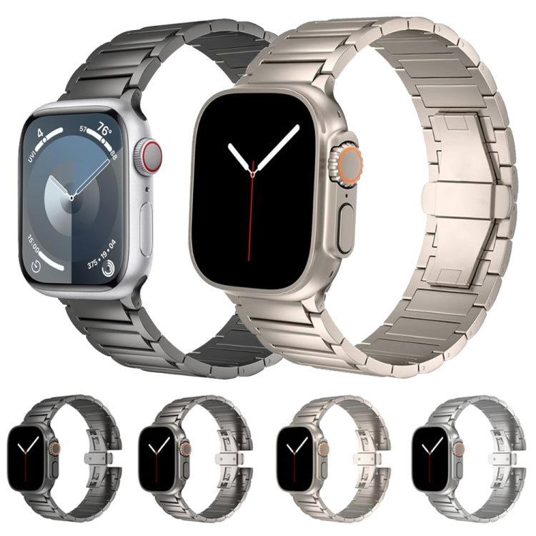 Cinturino per orologio in lega di titanio con fibbia a farfalla a forma di I, For Apple Watch SE 2023 44mm, For Apple Watch Ultra 2 49mm, For Apple Watch Series 9 45mm, For Apple Watch Ultra 49mm, For Apple Watch Series 8 45mm                          ...