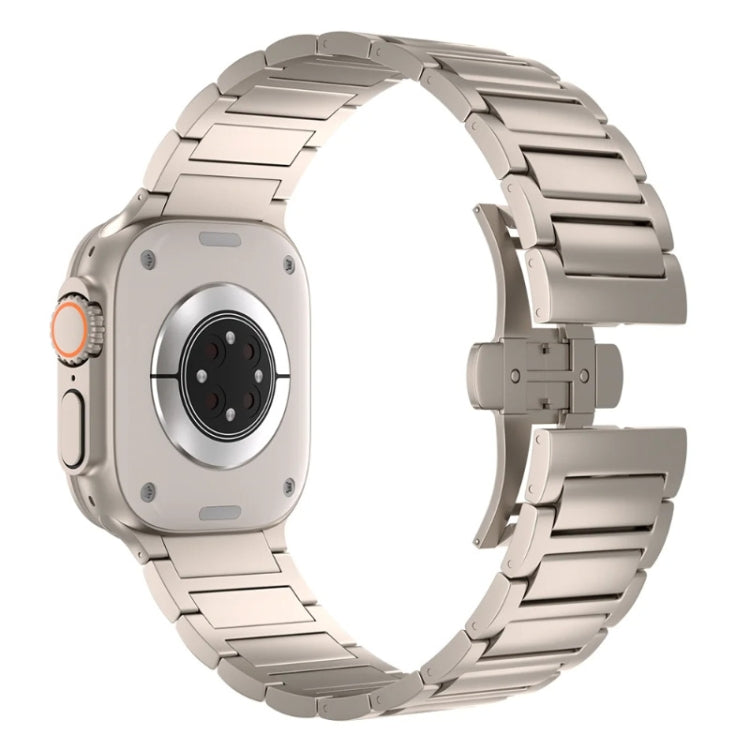 Cinturino per orologio in lega di titanio con fibbia a farfalla a forma di I, For Apple Watch SE 2023 44mm, For Apple Watch Ultra 2 49mm, For Apple Watch Series 9 45mm, For Apple Watch Ultra 49mm, For Apple Watch Series 8 45mm                          ...