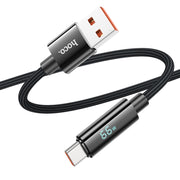 hoco U125 Benefit Cavo dati di ricarica rapida da USB a Type-C da 1,2 m 5 A con display, 6942007611916