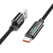 hoco U125 Benefit Cavo dati di ricarica rapida da USB a Type-C da 1,2 m 5 A con display, 6942007611916