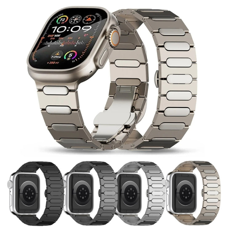 Cinturino per orologio in lega di titanio con fibbia ovale a farfalla, For Apple Watch Series 7 45mm, For Apple Watch SE 44mm, For Apple Watch Series 6 44mm, For Apple Watch Series 5 44mm, For Apple Watch Series 4 44mm, For Apple Watch Series 3 42mm