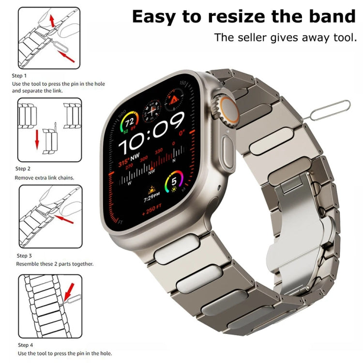 Cinturino per orologio in lega di titanio con fibbia ovale a farfalla, For Apple Watch SE 2023 44mm, For Apple Watch Ultra 2 49mm, For Apple Watch Series 9 45mm, For Apple Watch Ultra 49mm, For Apple Watch Series 8 45mm, For Apple Watch SE 2022 44mm