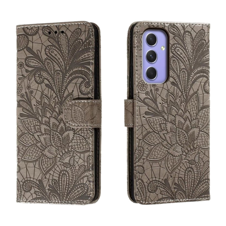 Custodia per telefono in pelle con stampa a fiori in pizzo, For Samsung Galaxy A55, For Samsung Galaxy A35, For Samsung Galaxy A05