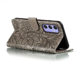 Custodia per telefono in pelle con stampa a fiori in pizzo, For Samsung Galaxy A55, For Samsung Galaxy A35, For Samsung Galaxy A05
