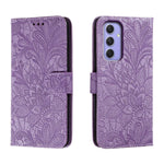 Custodia per telefono in pelle con stampa a fiori in pizzo, For Samsung Galaxy A55, For Samsung Galaxy A35, For Samsung Galaxy A05