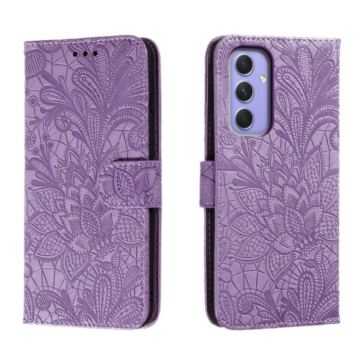 Custodia per telefono in pelle con stampa a fiori in pizzo, For Samsung Galaxy A55, For Samsung Galaxy A35, For Samsung Galaxy A05