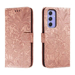 Custodia per telefono in pelle con stampa a fiori in pizzo, For Samsung Galaxy A55, For Samsung Galaxy A35, For Samsung Galaxy A05