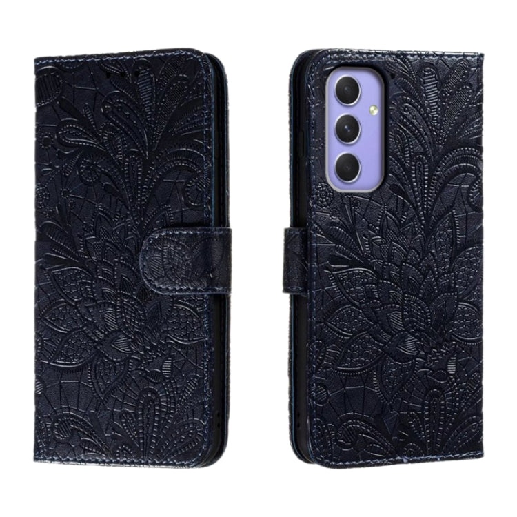 Custodia per telefono in pelle con stampa a fiori in pizzo, For Samsung Galaxy A55, For Samsung Galaxy A35, For Samsung Galaxy A05