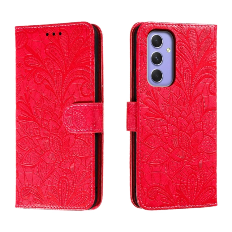 Custodia per telefono in pelle con stampa a fiori in pizzo, For Samsung Galaxy A55, For Samsung Galaxy A35, For Samsung Galaxy A05