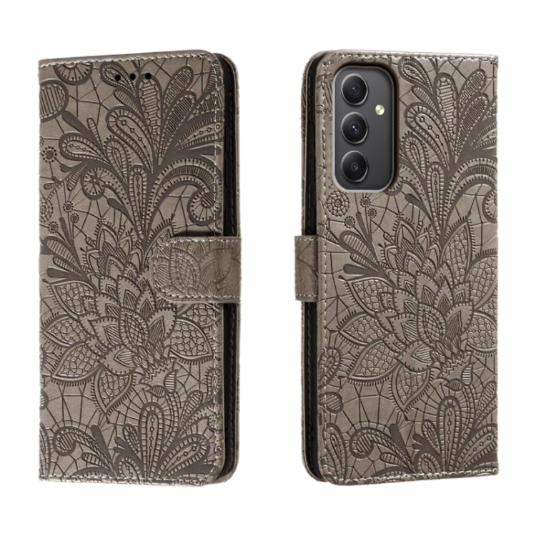 Custodia per telefono in pelle con stampa a fiori in pizzo, For Samsung Galaxy A55, For Samsung Galaxy A35, For Samsung Galaxy A05