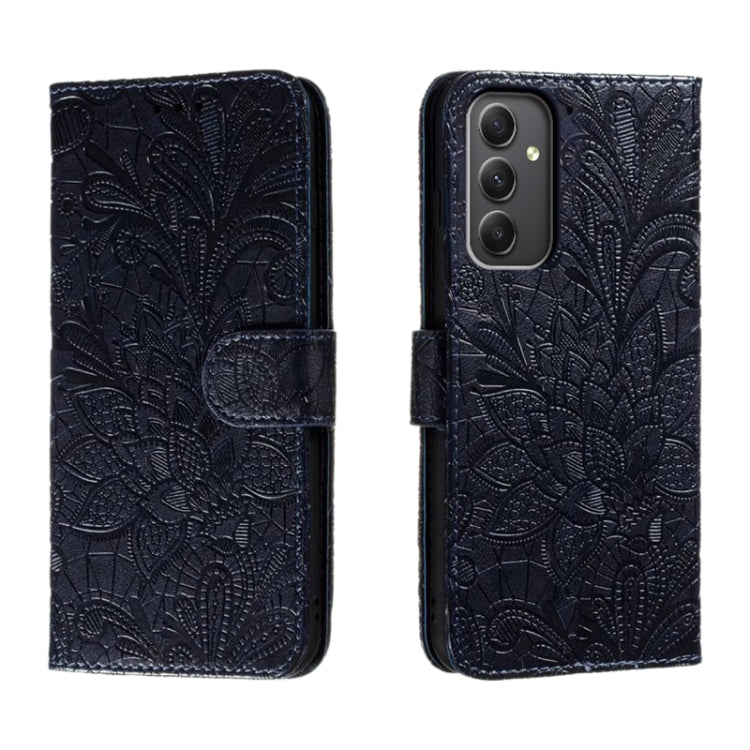 Custodia per telefono in pelle con stampa a fiori in pizzo, For Samsung Galaxy A55, For Samsung Galaxy A35, For Samsung Galaxy A05