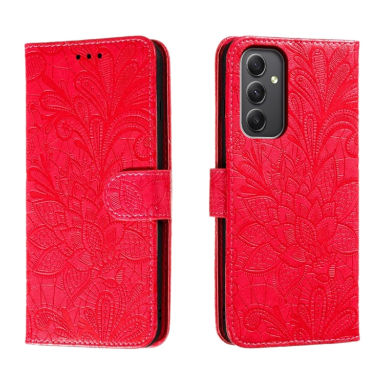 Custodia per telefono in pelle con stampa a fiori in pizzo, For Samsung Galaxy A55, For Samsung Galaxy A35, For Samsung Galaxy A05