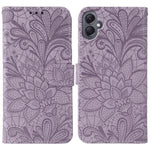 Custodia per telefono in pelle con stampa a fiori in pizzo, For Samsung Galaxy A55, For Samsung Galaxy A35, For Samsung Galaxy A05