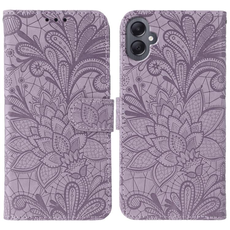 Custodia per telefono in pelle con stampa a fiori in pizzo, For Samsung Galaxy A55, For Samsung Galaxy A35, For Samsung Galaxy A05