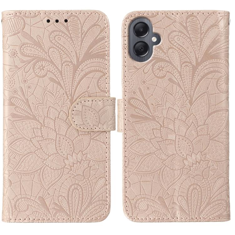 Custodia per telefono in pelle con stampa a fiori in pizzo, For Samsung Galaxy A55, For Samsung Galaxy A35, For Samsung Galaxy A05