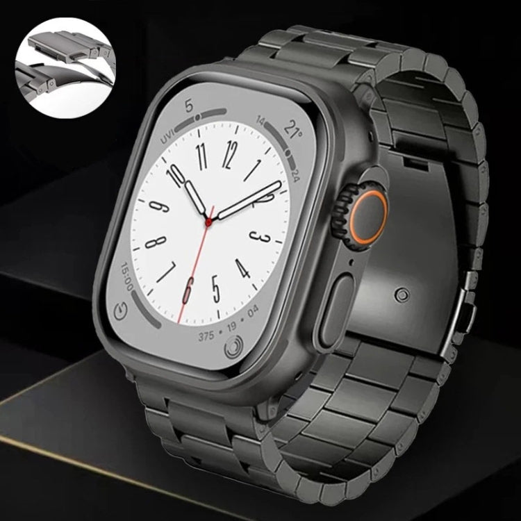 Cinturino per orologio in lega di titanio con fibbia piatta a 3 perline, For Apple Watch SE 2023 44mm, For Apple Watch SE 2023 40mm, For Apple Watch Ultra 2 49mm, For Apple Watch Series 9 45mm, For Apple Watch Series 9 41mm, For Apple Watch Ultra 49mm ...