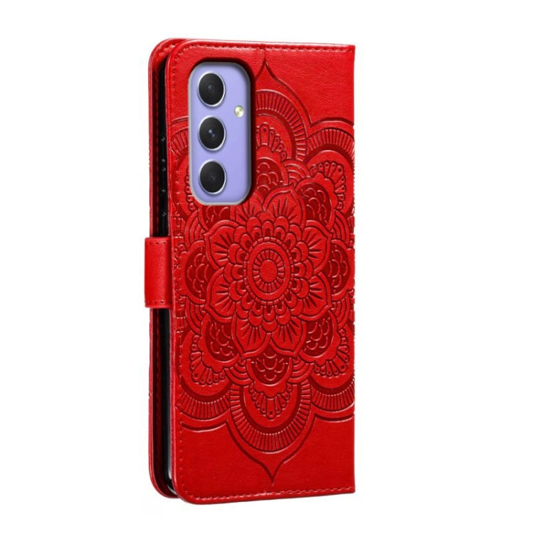 Custodia in pelle con motivo Sun Mandala per Samsung Galaxy A55 5G